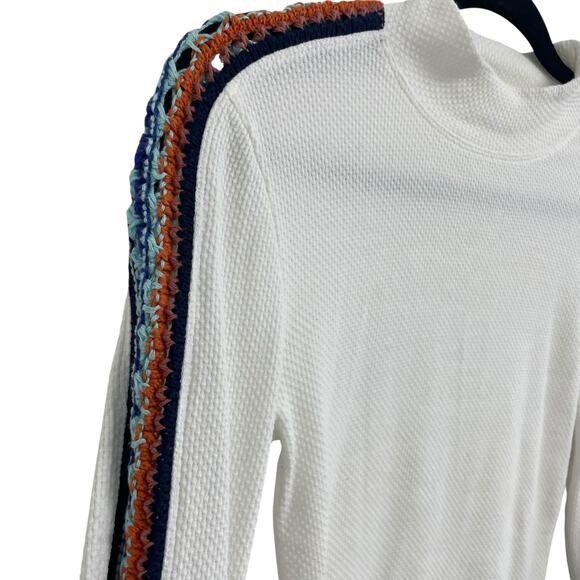 Free People Switch It Up Cuff White Waffle Thermal Crochet Top Small AS IS - Picture 3 of 7